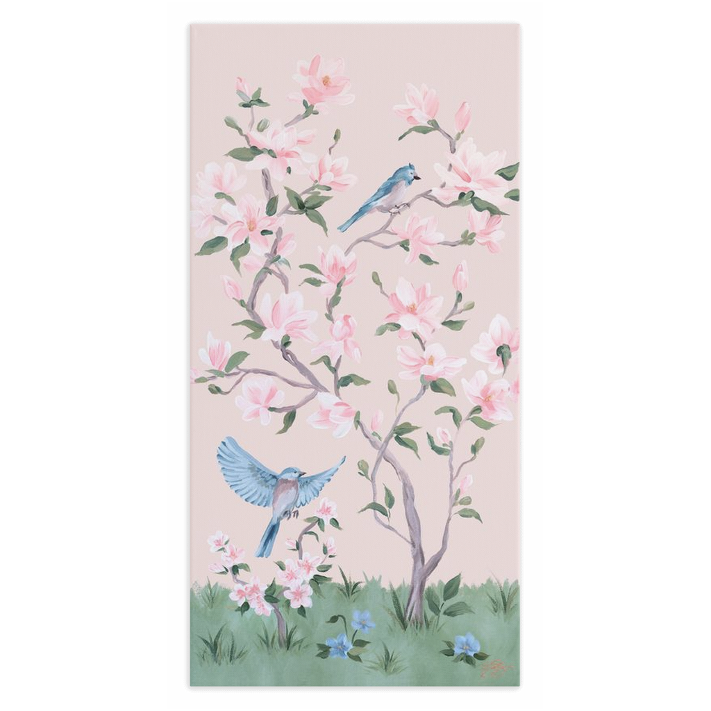 May, a pink chinoiserie canvas wrap