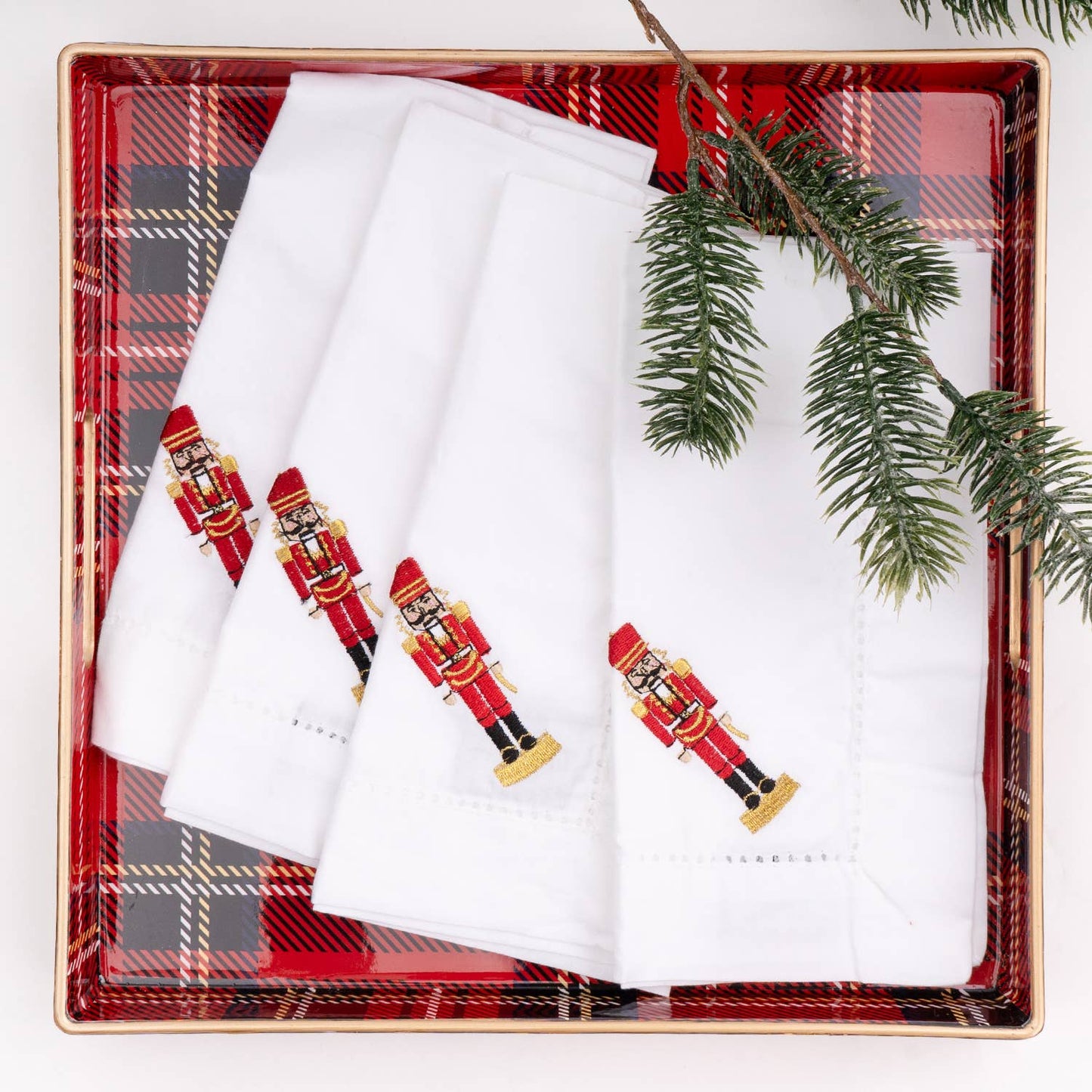 8 Oak Lane - 4 Piece Set Nutcracker Embroidered Dinner Napkins