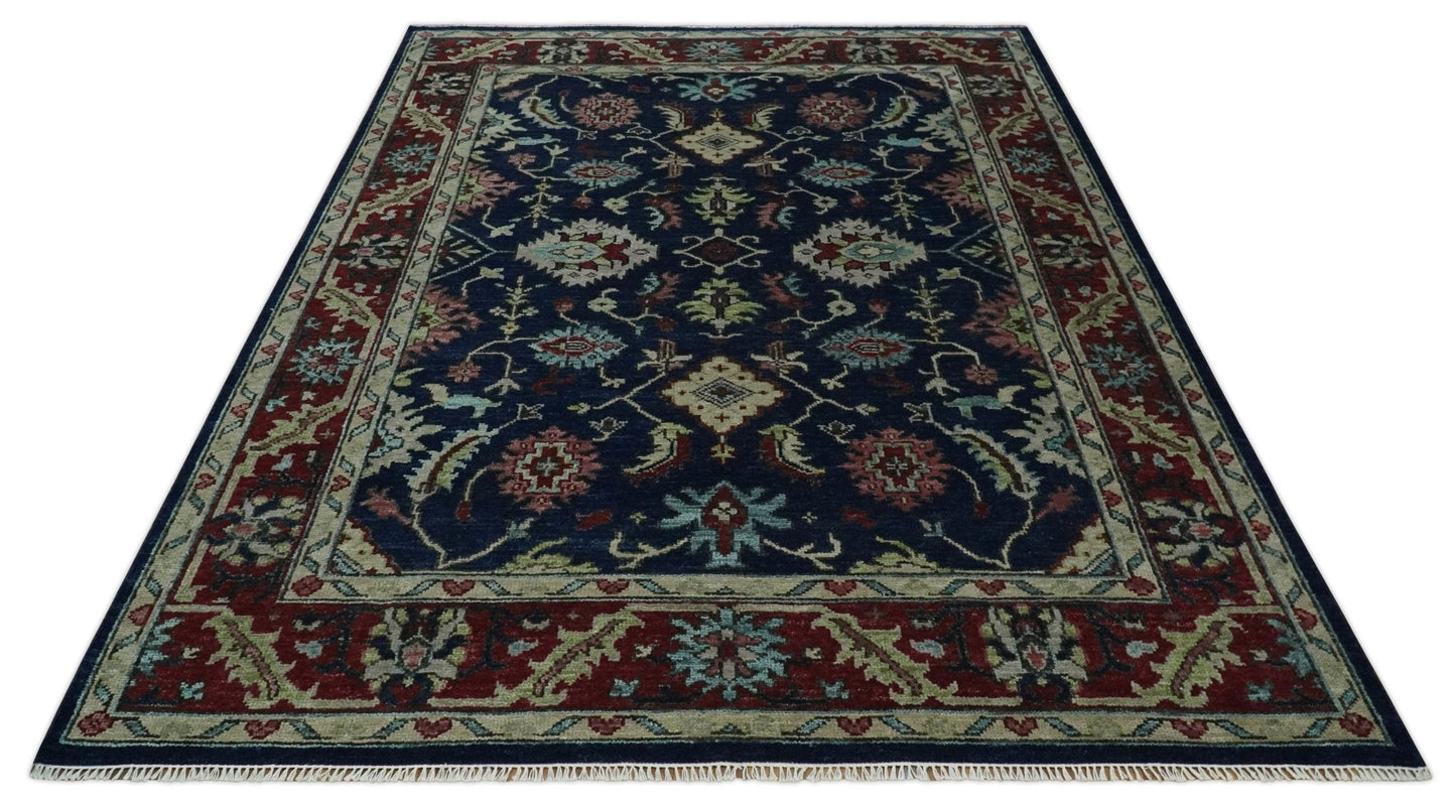 9x12 Blue, Beige and Rust Traditional Persian Oushak Wool Rug | TRDCP1086912S