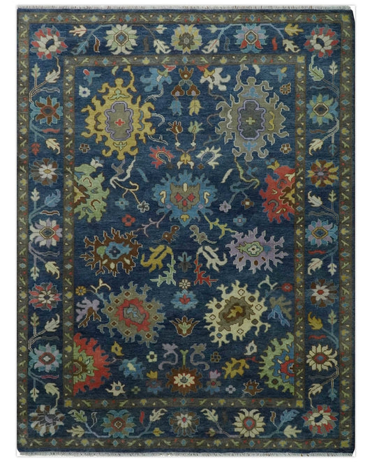 9x12 Wool Traditional Persian Blue and Gray Vibrant Colorful Hand knotted Oushak Area Rug | TRDCP1365912