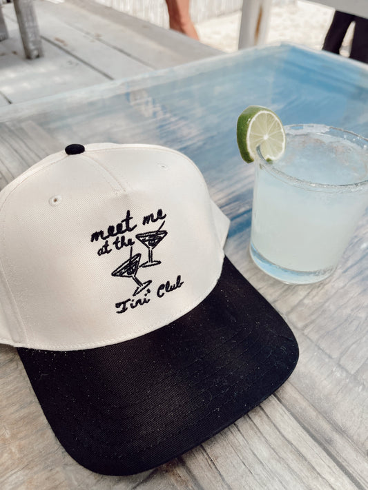 Meet Me at the Tini' Club - Black Vintage Trucker Hat - PREORDER