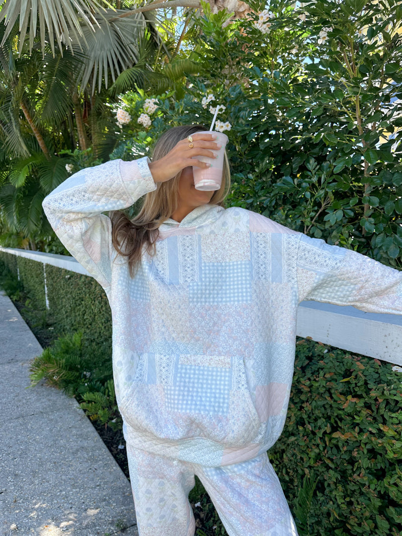 Shades Of Blue Quilted Pastel Hoodie