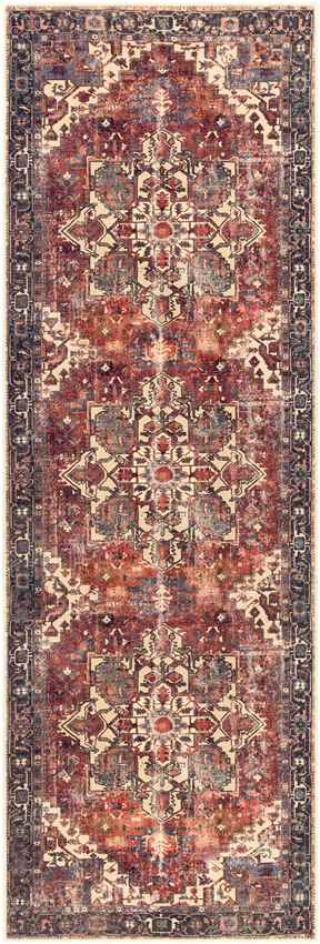 Rome Traditional Rust Washable Area Rug