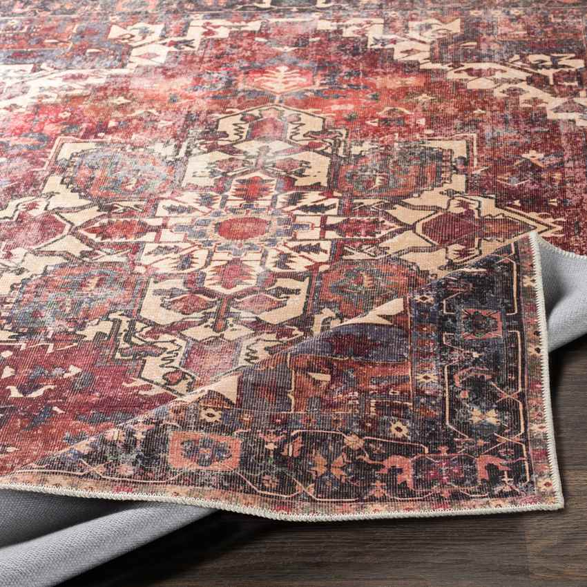 Rome Traditional Rust Washable Area Rug