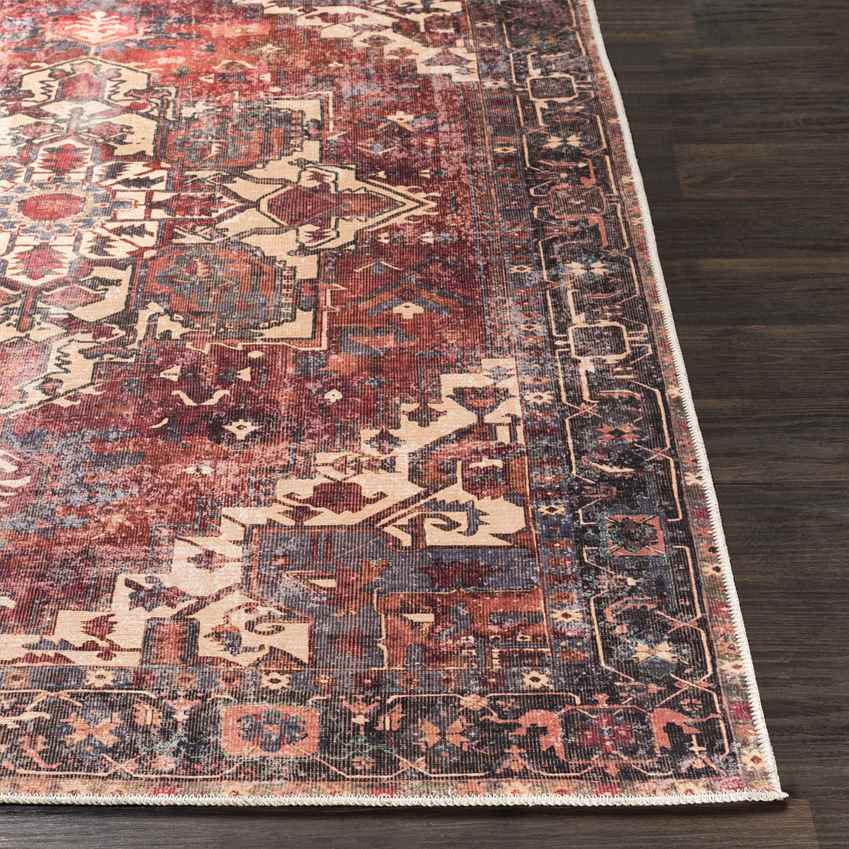 Rome Traditional Rust Washable Area Rug