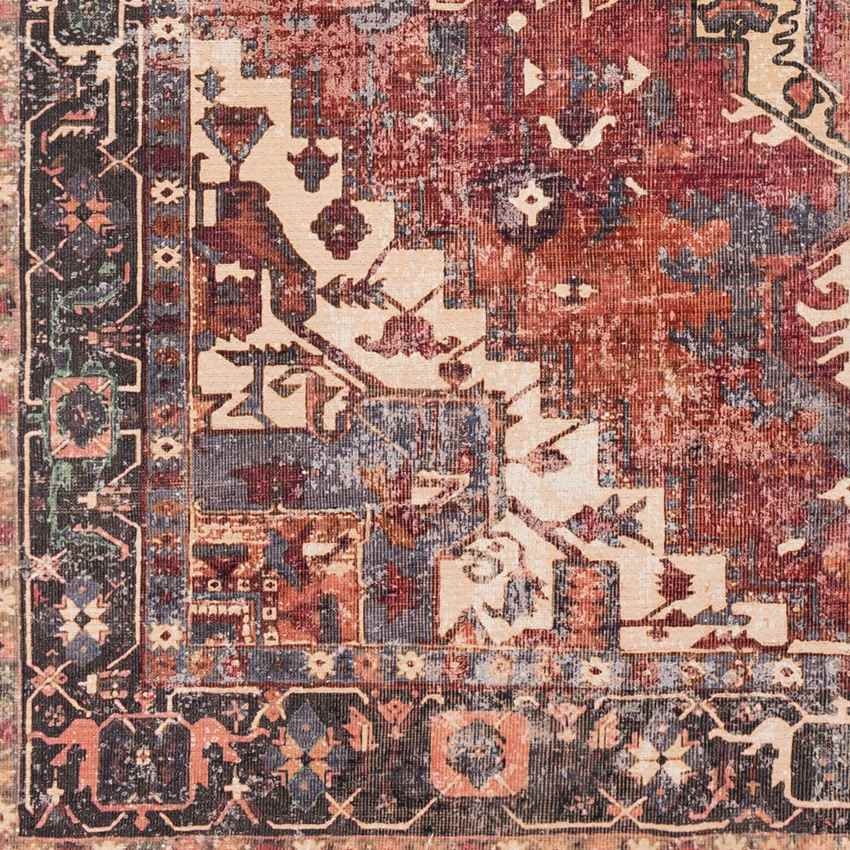 Rome Traditional Rust Washable Area Rug