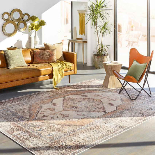 Kwadijk Traditional Camel Washable Area Rug