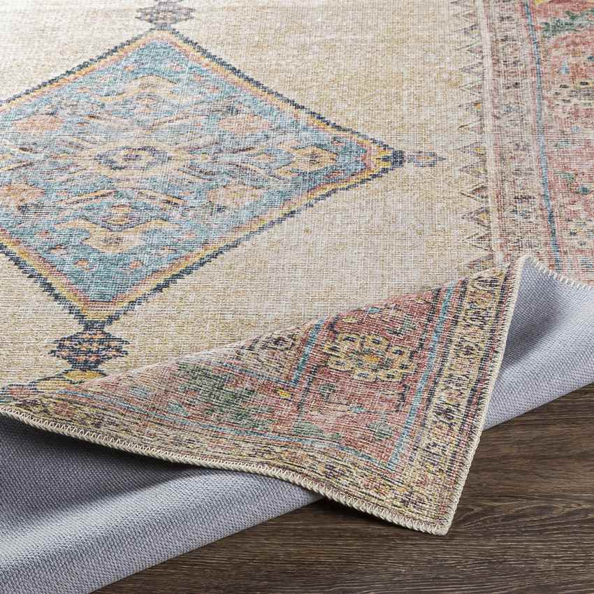 Lagedijk Traditional Khaki Washable Area Rug