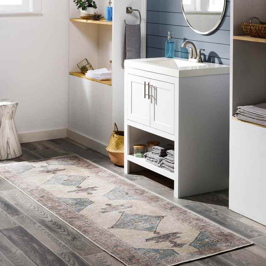 Lagedijk Traditional Khaki Washable Area Rug