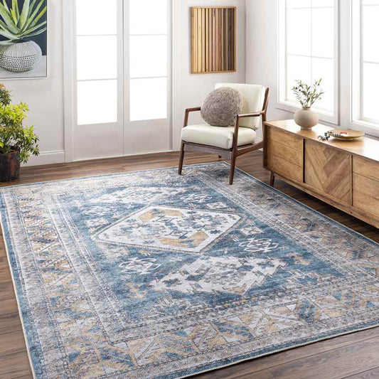 Langedijk Traditional Khaki Washable Area Rug