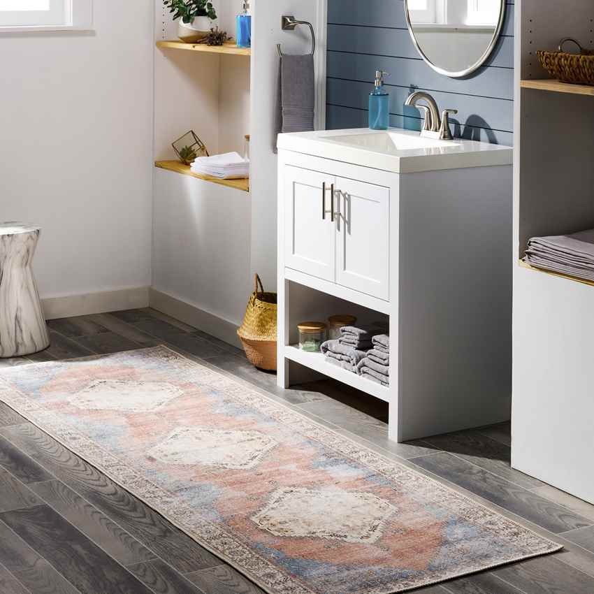 Leihoek Traditional Charcoal Washable Area Rug