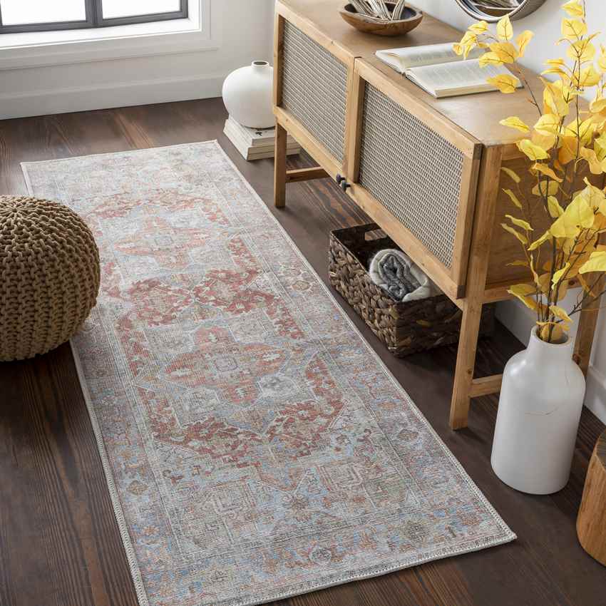 Oak Forest Traditional Burnt Orange Washable Area Rug