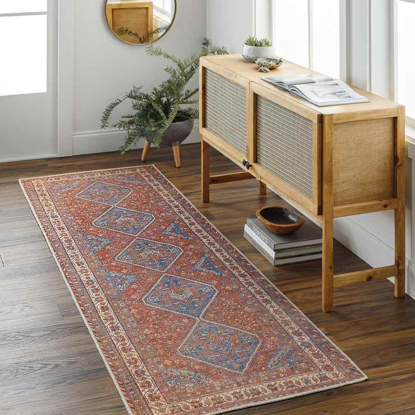 Union Hill Traditional Saffron Washable Area Rug