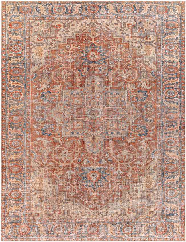 Vernon Hills Traditional Burnt Orange Washable Area Rug