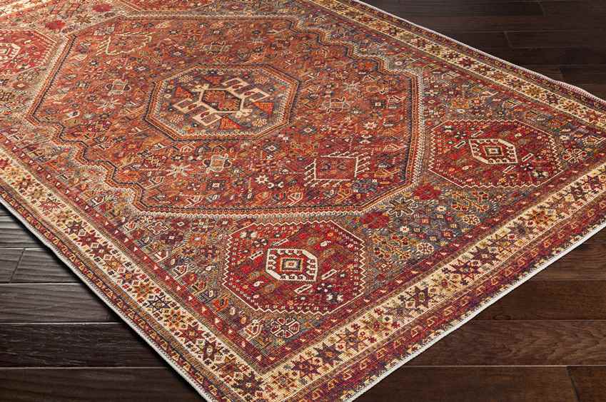 West Brooklyn Traditional Burnt Orange Washable Area Rug