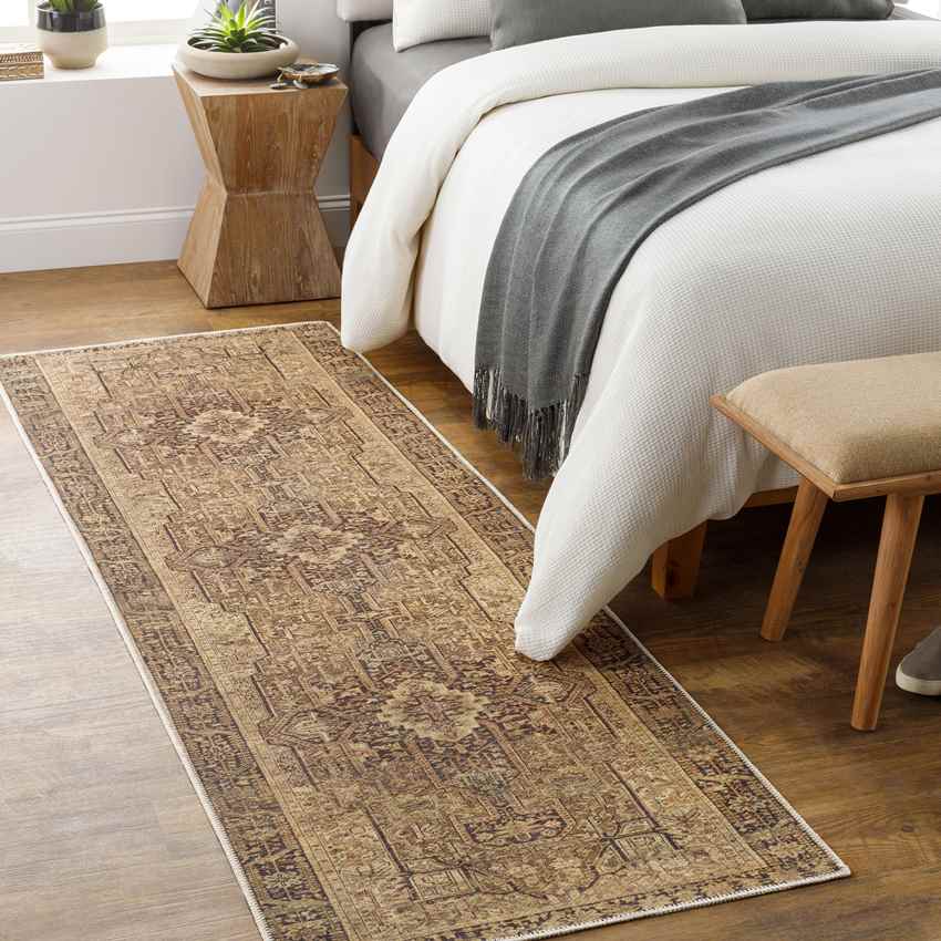 Arma Traditional Caramel Washable Area Rug