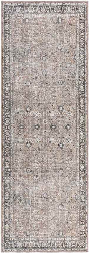 Long Beach Traditional Brown Washable Area Rug