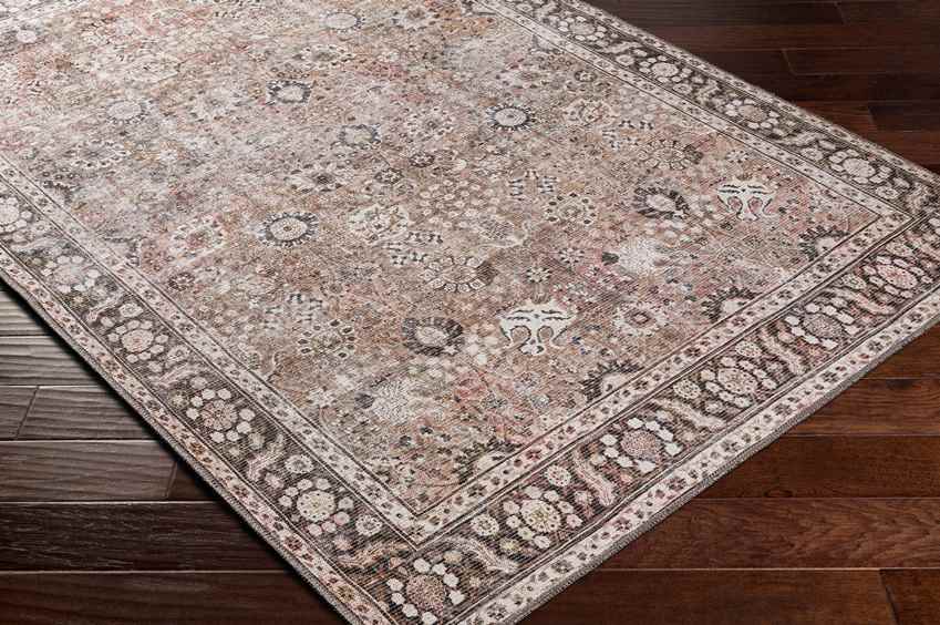 Long Beach Traditional Brown Washable Area Rug