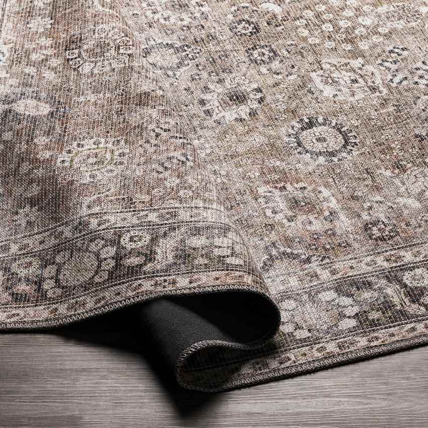 Long Beach Traditional Brown Washable Area Rug