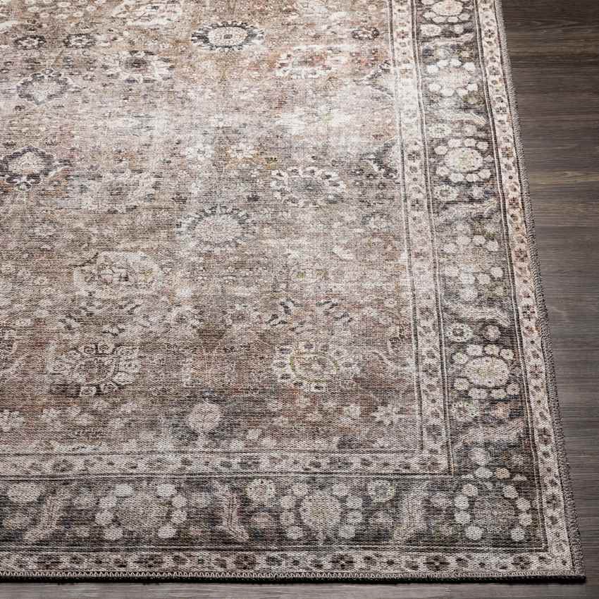 Long Beach Traditional Brown Washable Area Rug