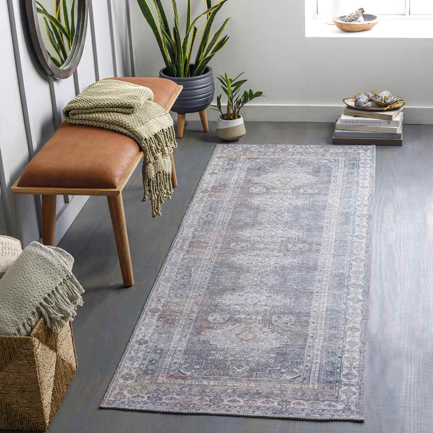 McCordsville Traditional Slate Washable Area Rug