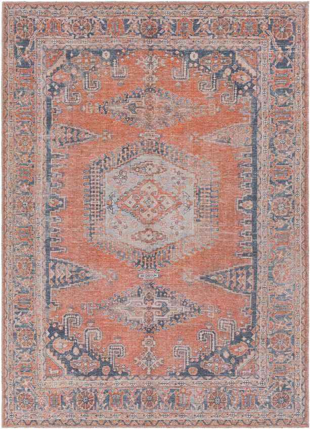 Mackey Traditional Burnt Orange Washable Area Rug