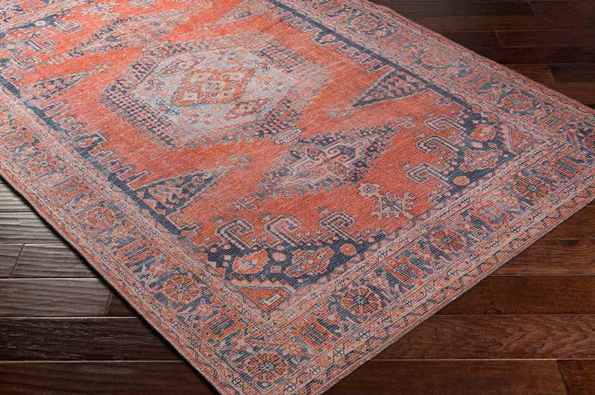 Mackey Traditional Burnt Orange Washable Area Rug