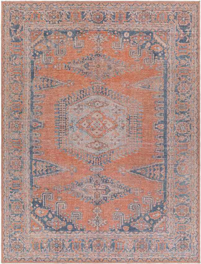 Mackey Traditional Burnt Orange Washable Area Rug