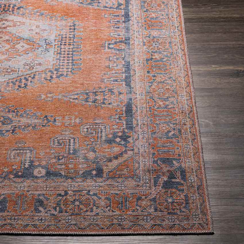 Mackey Traditional Burnt Orange Washable Area Rug