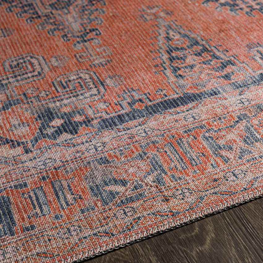 Mackey Traditional Burnt Orange Washable Area Rug