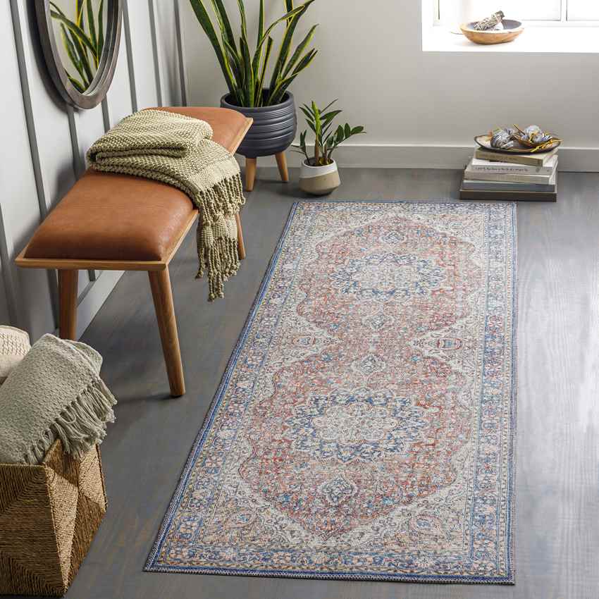 Macy Traditional Rust Washable Area Rug