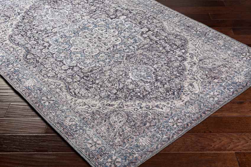 Macy Traditional Purple Taupe Washable Area Rug