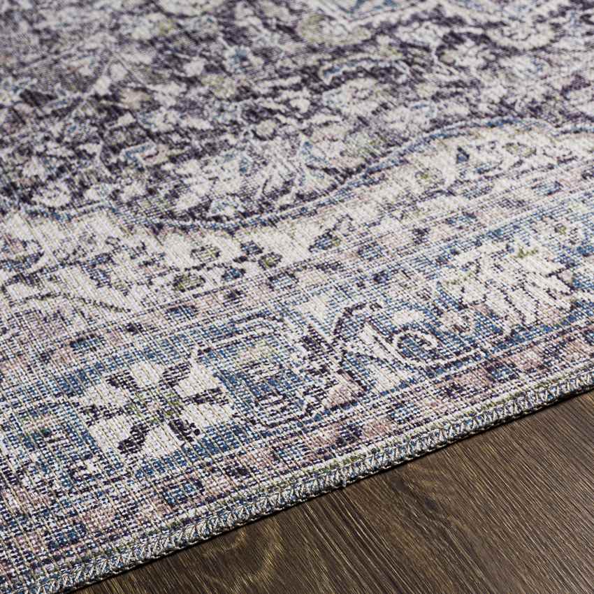 Macy Traditional Purple Taupe Washable Area Rug