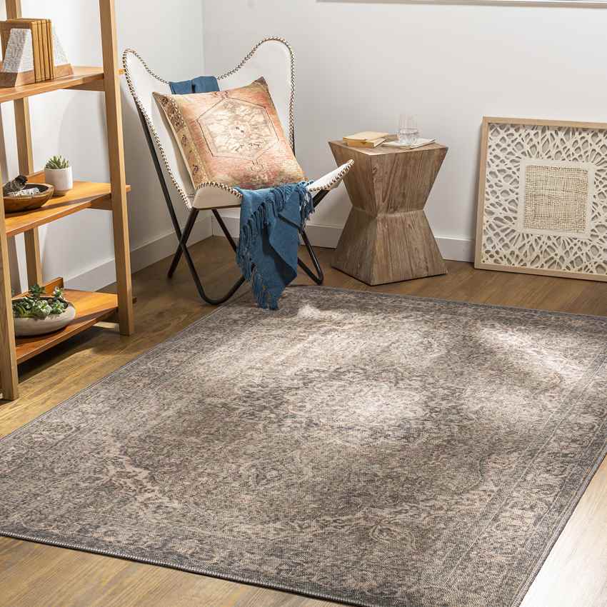 Macy Traditional Camel Washable Area Rug