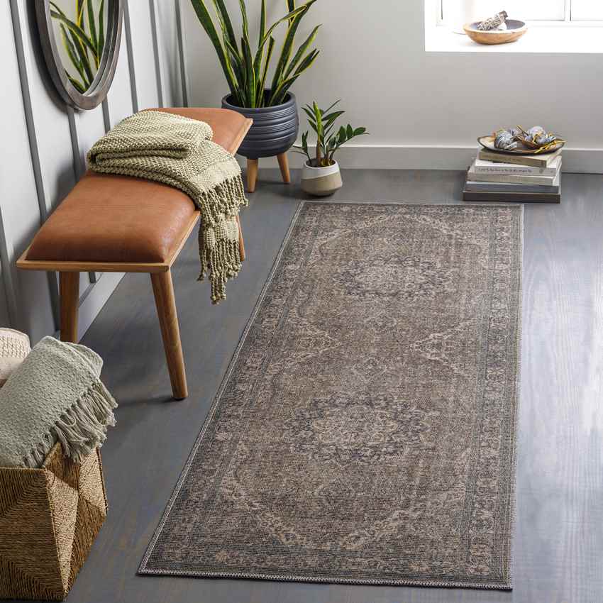 Macy Traditional Camel Washable Area Rug