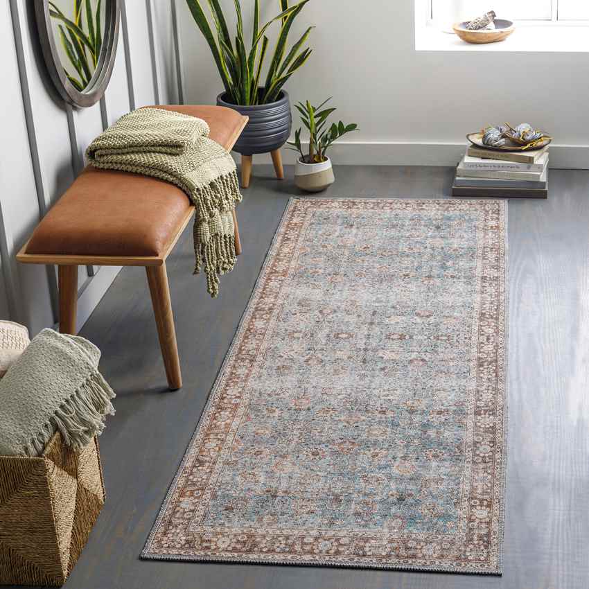 Markle Traditional Dark Teal Washable Area Rug