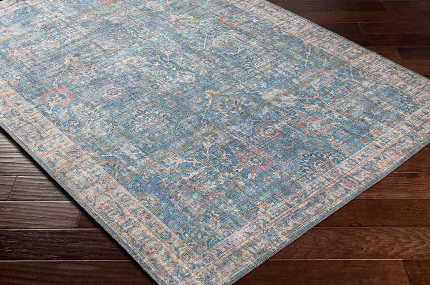 Markleville Traditional Pale Blue Washable Area Rug