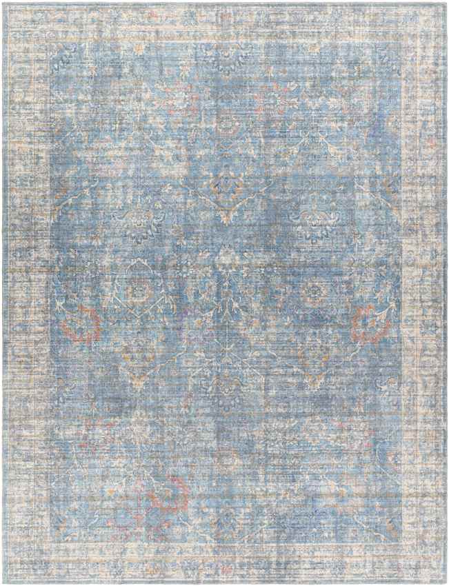 Markleville Traditional Pale Blue Washable Area Rug