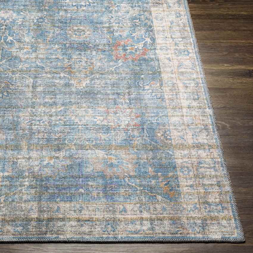 Markleville Traditional Pale Blue Washable Area Rug