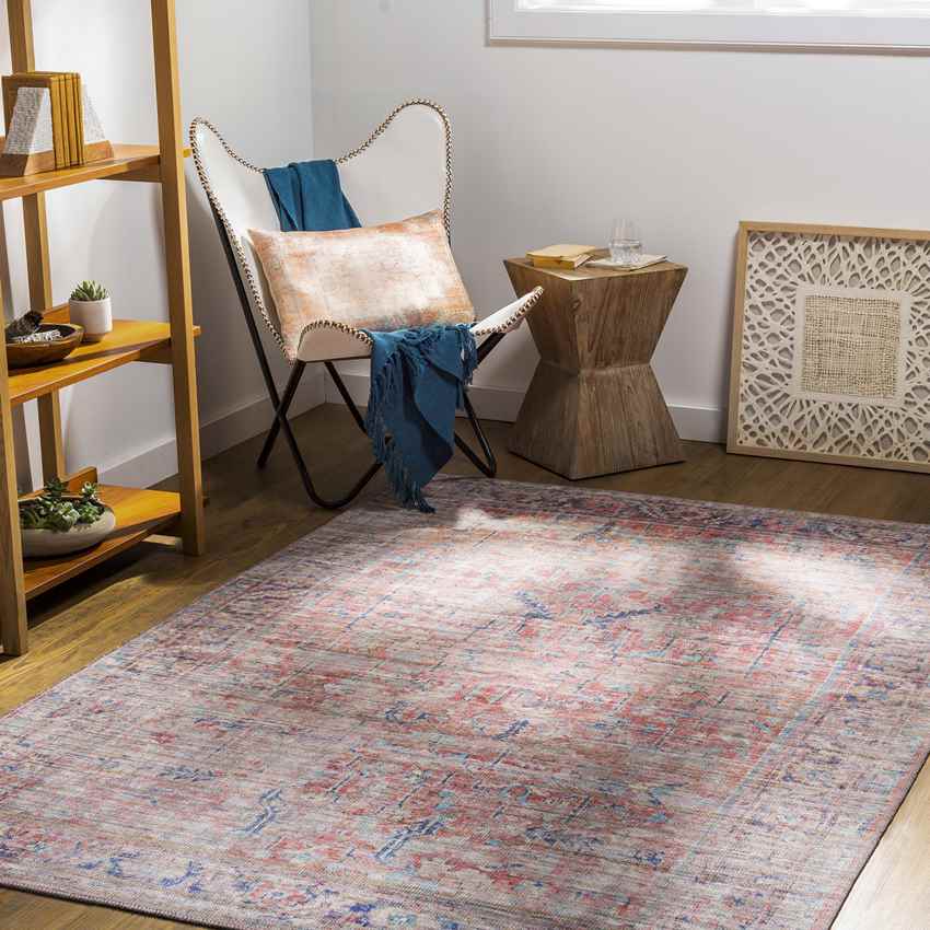 Medaryville Traditional Blush Washable Area Rug