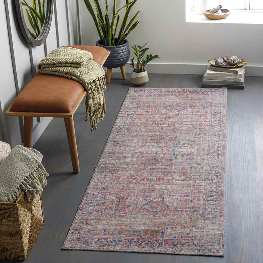 Medaryville Traditional Blush Washable Area Rug