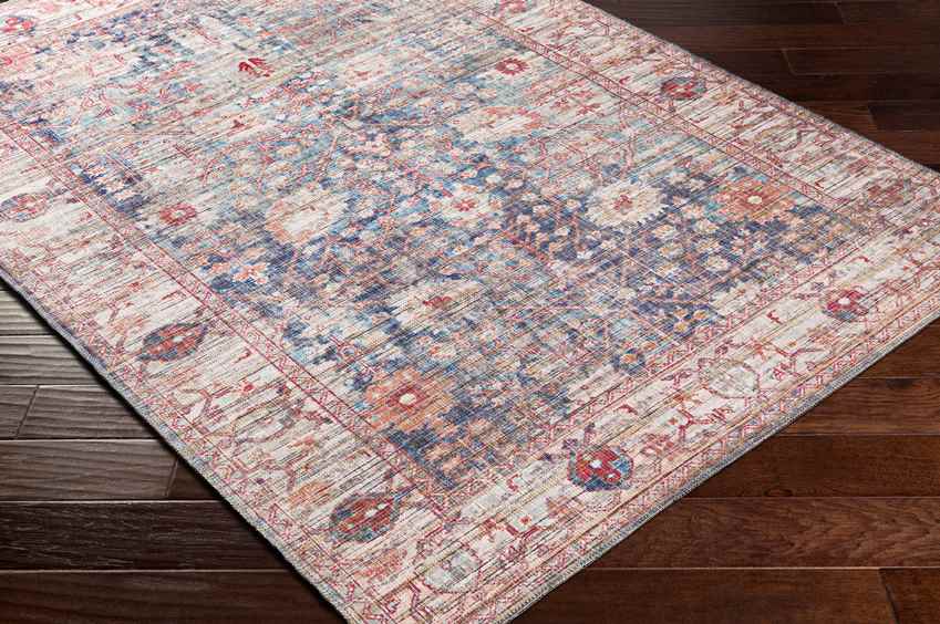 Mellott Traditional Dark Blue Washable Area Rug