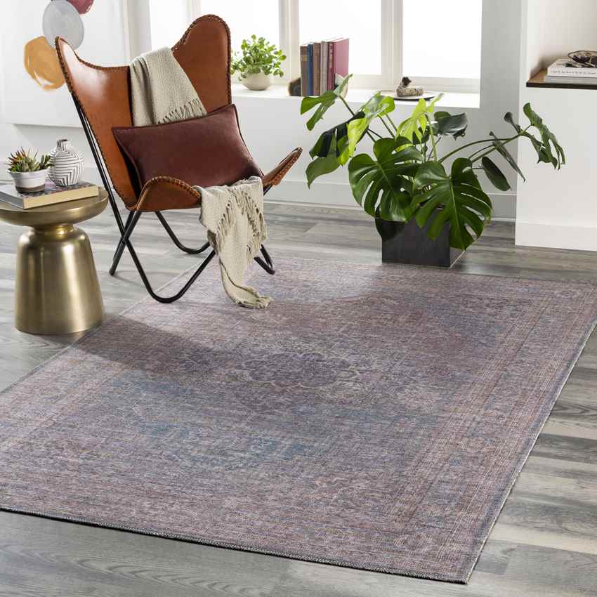 Russiaville Traditional Brown Washable Area Rug