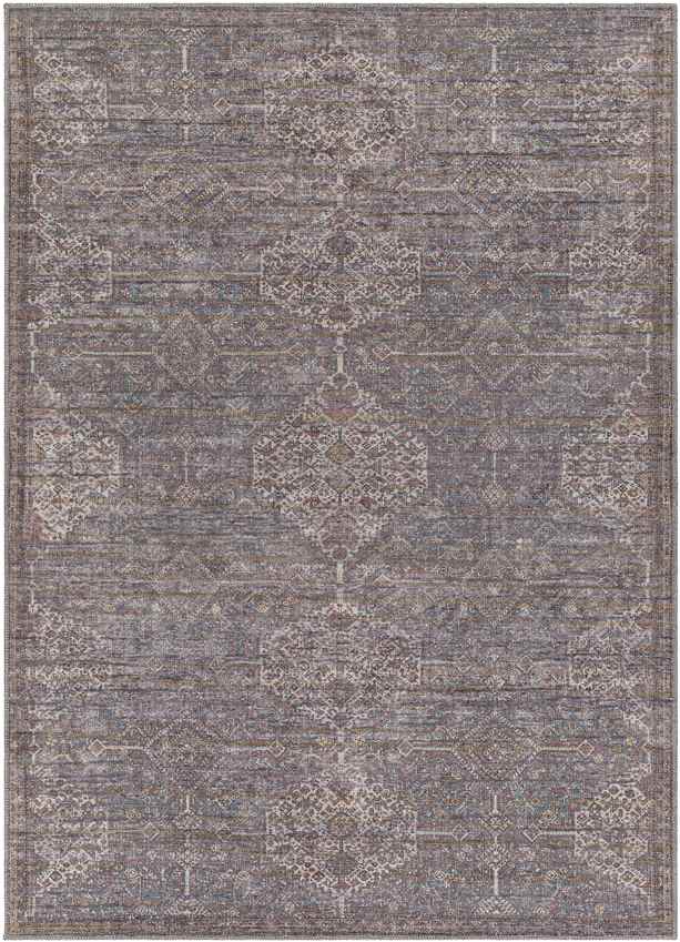 St John Traditional Brown Washable Area Rug