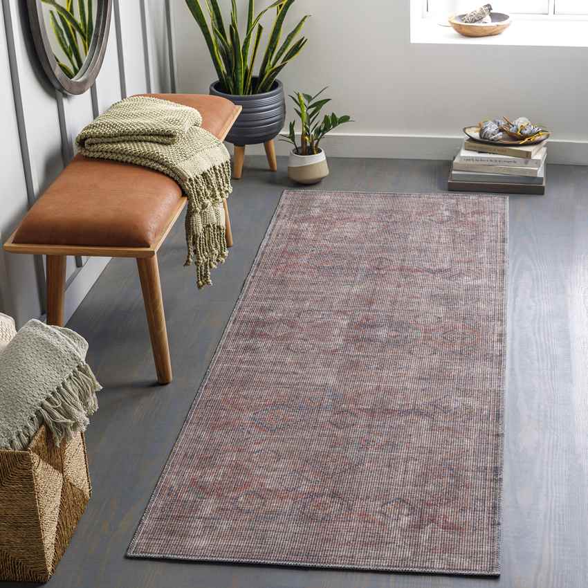 Merrillville Traditional Brick Red Washable Area Rug