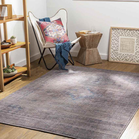 Michiana Shores Traditional Pale Blue Washable Area Rug