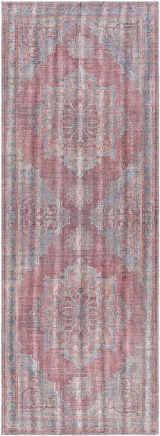 Middlebury Traditional Pale Red Washable Area Rug