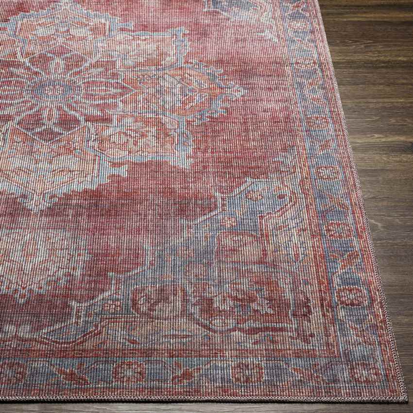 Middlebury Traditional Pale Red Washable Area Rug