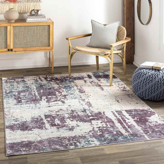 Utica Modern Dark Purple Washable Area Rug