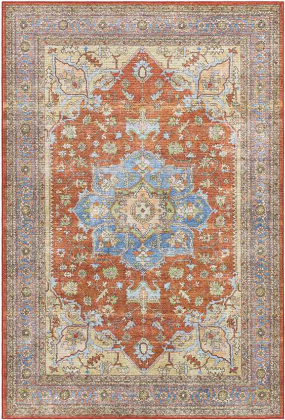 Park Ridge Traditional Burnt Orange Washable Area Rug